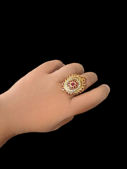 Ruby zircon gold plated silver ring ( READY TO SHIP)