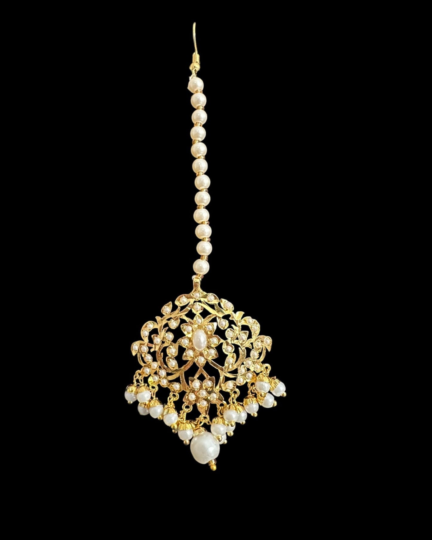 DJTK360 Pearl jadau tika with gold plating ( READY TO SHIP )