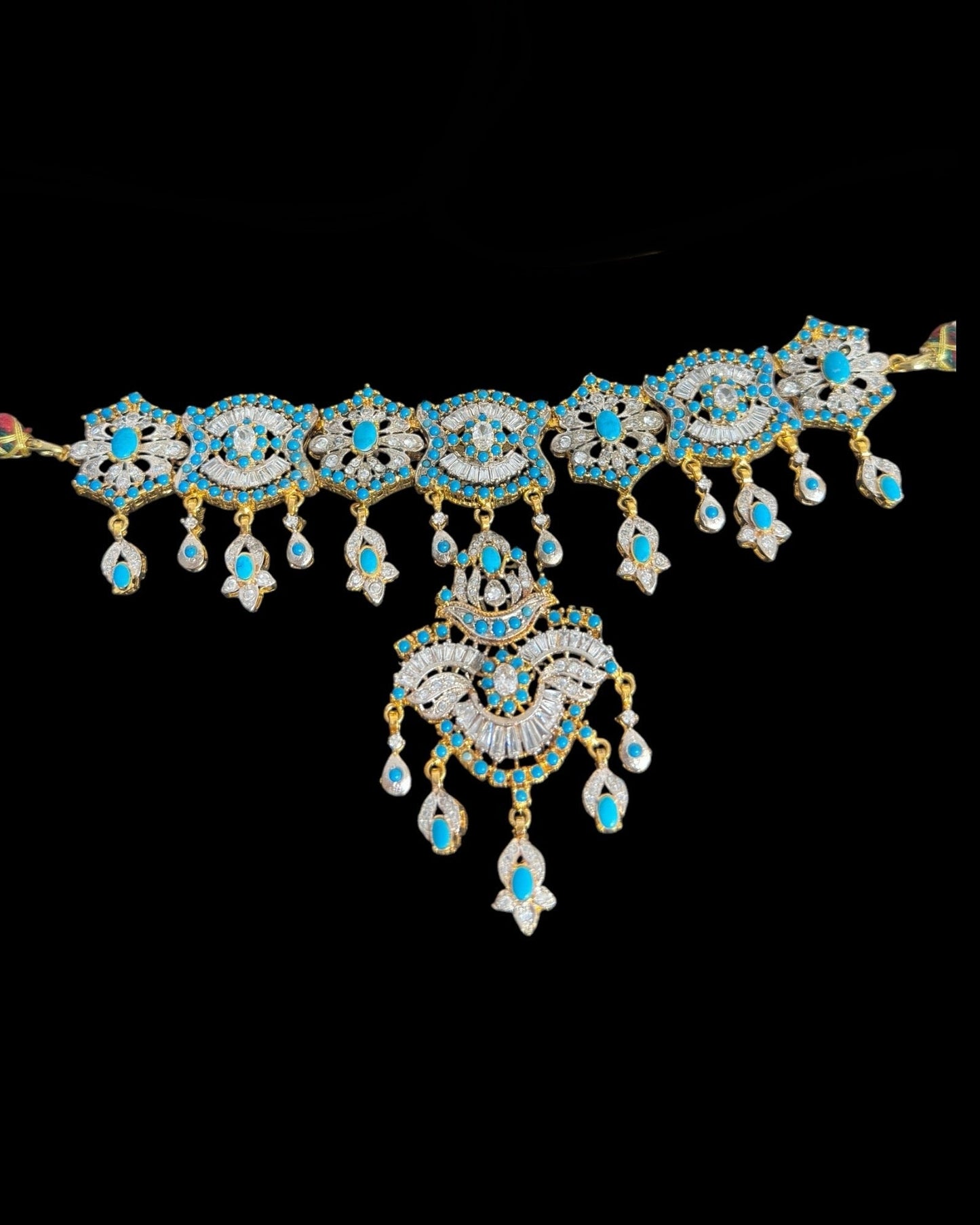 C545 Azeeza Feroza zircon choker with earrings ( SHIPS IN 4 WEEKS )