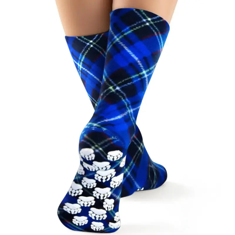 Polar Feet Fleece Socks - Blue Argyle