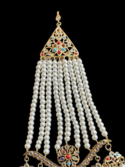 DJHR112 Diya jhoomar in red green  ( READY TO SHIP )