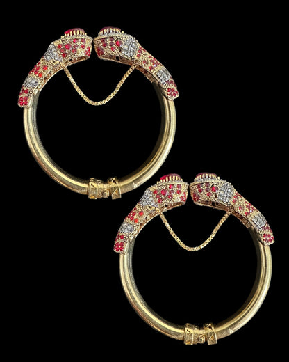 BG804  SALWA zircon bangles - Ruby openable / PAIR ( READY TO SHIP )