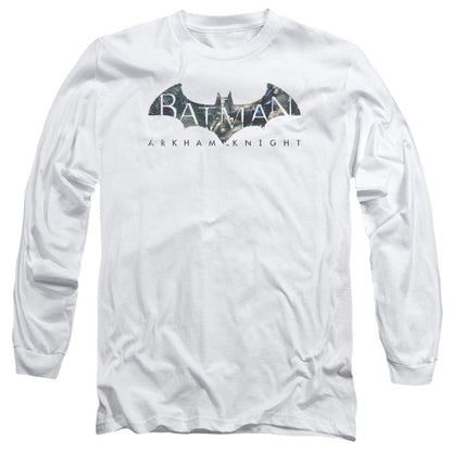 Batman Arkham Knight Descending Logo Mens Long Sleeve Shirt White Officially Licensed