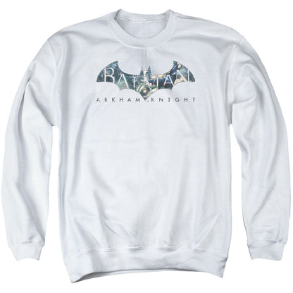 Batman Arkham Knight Descending Logo Mens Crewneck Sweatshirt White Officially Licensed