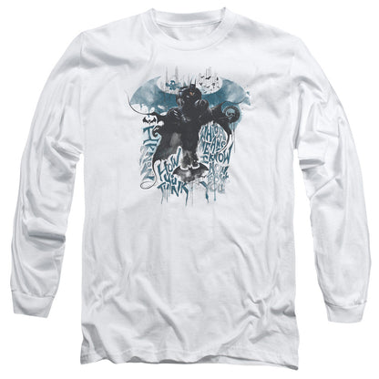 Batman Arkham Knight I Know Mens Long Sleeve Shirt White Officially Licensed