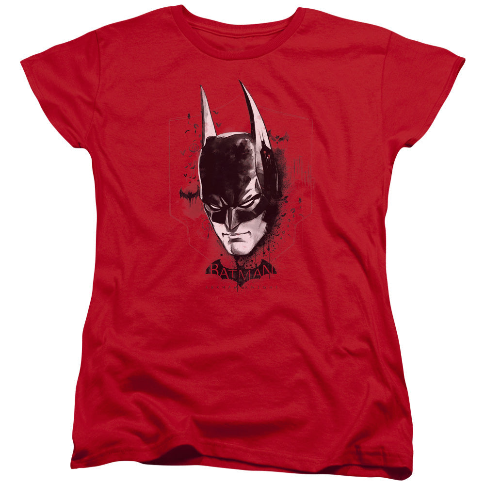 Batman Arkham Knight Ak Head Womens T Shirt Red Officially Licensed