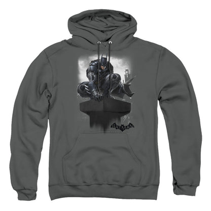 Batman Arkham Knight Perched Mens Hoodie Charcoal Officially Licensed