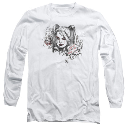 Batman Arkham Knight Sketchy Girl Mens Long Sleeve Shirt White Officially Licensed