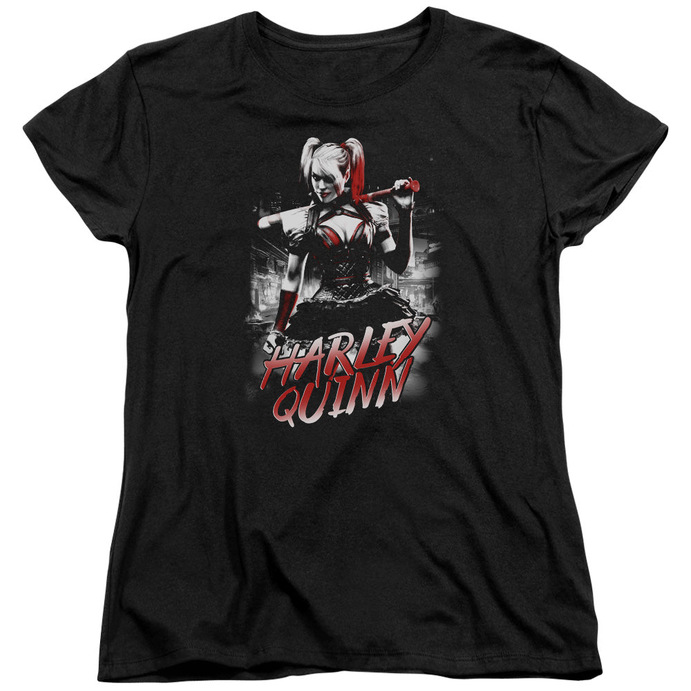 Batman Arkham Knight Quinn City Womens T Shirt Black Officially Licensed