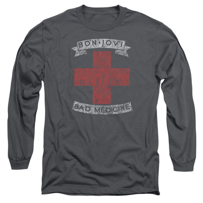 Bon Jovi Bad Medicine Mens Long Sleeve Shirt Charcoal Officially Licensed