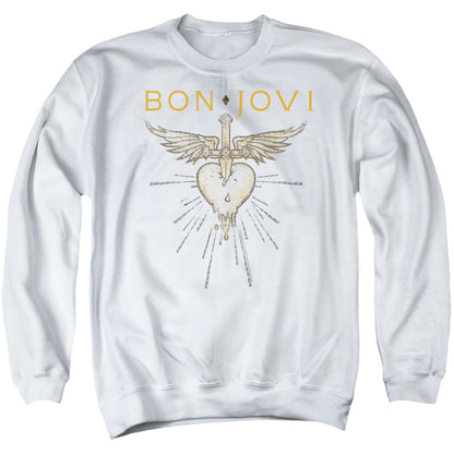 Bon Jovi Greatest Hits Mens Crewneck Sweatshirt White Officially Licensed
