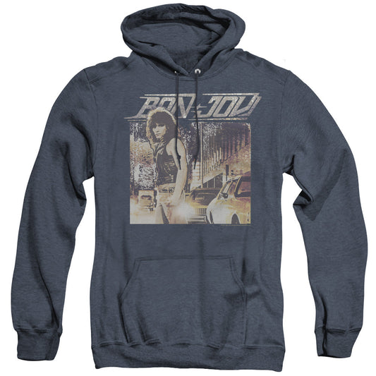 Bon Jovi Runaway Jon Heather Mens Hoodie Navy Officially Licensed
