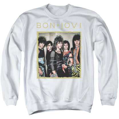 Bon Jovi Framed Mens Crewneck Sweatshirt White Officially Licensed