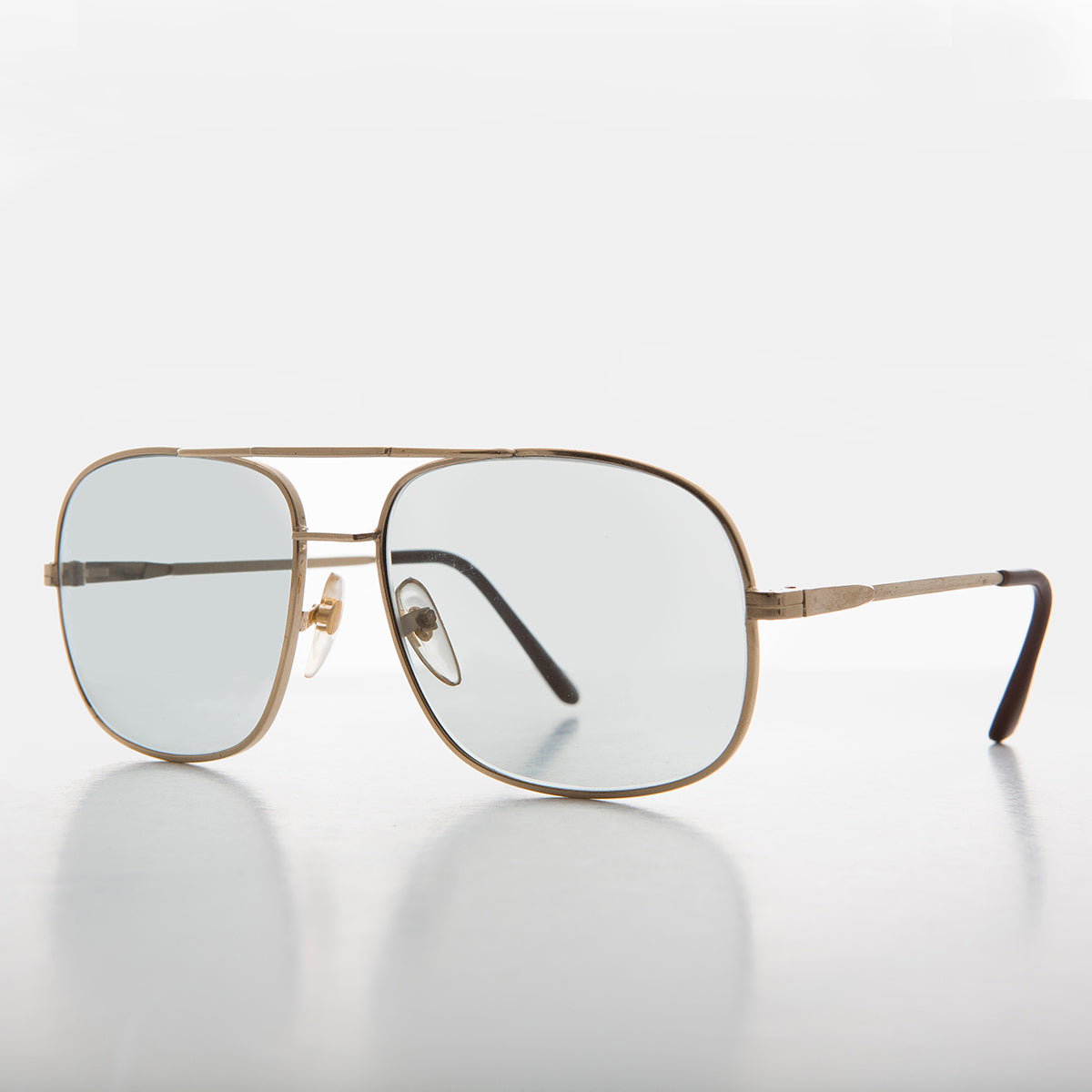 Square Metal Vintage Aviator Sunglass with Glass Transition Lenses - Bandit