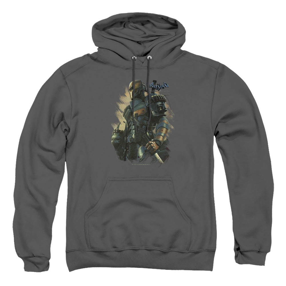 Batman Arkham Origins Deathstroke Mens Hoodie Charcoal Officially Licensed
