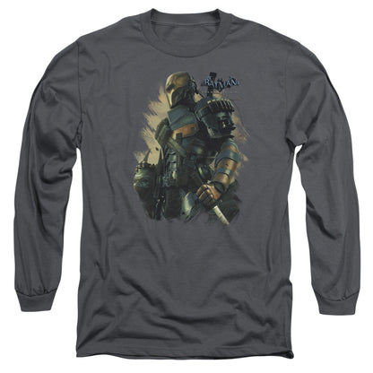 Batman Arkham Origins Deathstroke Mens Long Sleeve Shirt Charcoal Officially Licensed