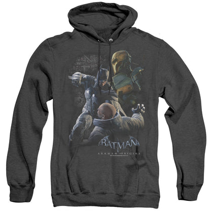 Batman Arkham Origins Punch Mens Heather Hoodie Black Officially Licensed