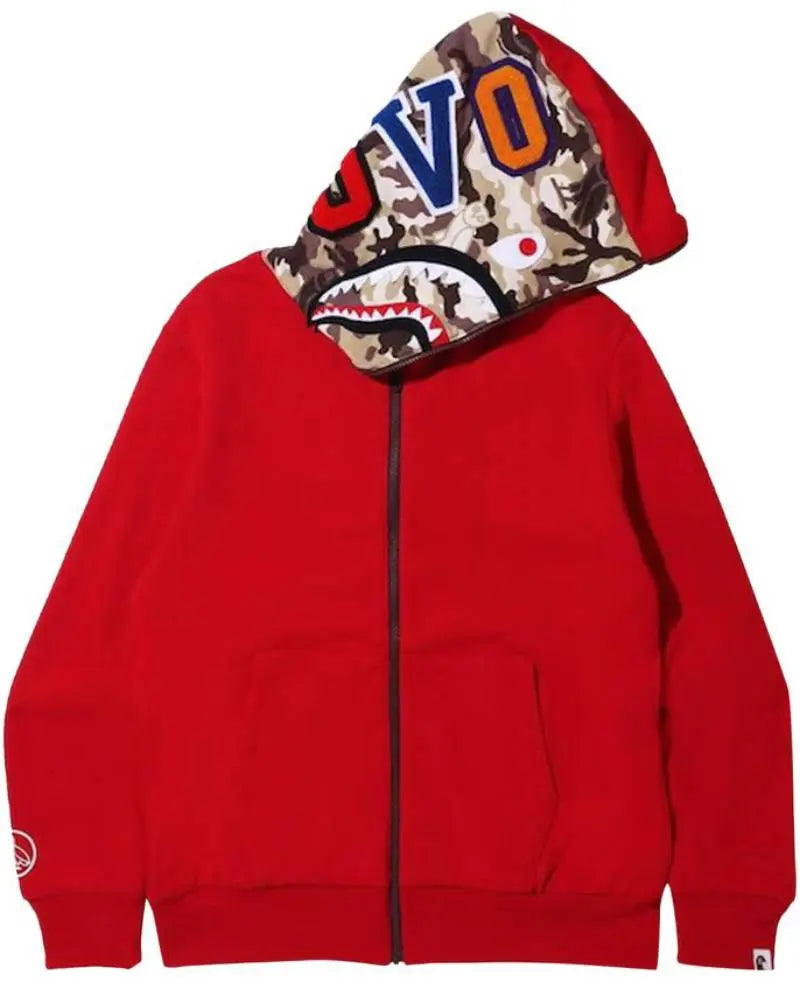BAPE x OVO Woodland Camo Shark Reversible Full Zip Hoodie