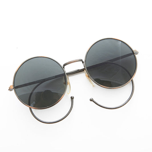 Round Vintage Sunglass with Cable Temples - Barton