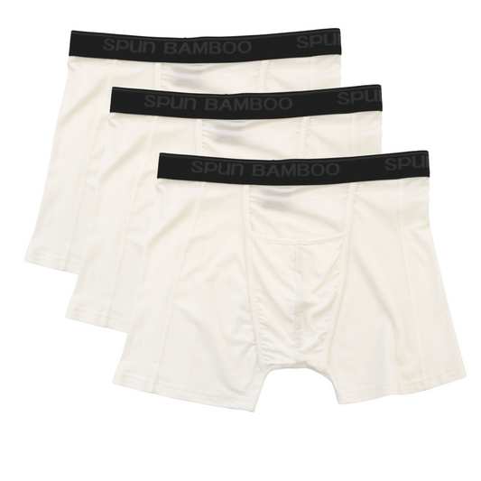 Men's Bamboo Viscose Boxer Briefs Underwear Cream Color - 3-pack