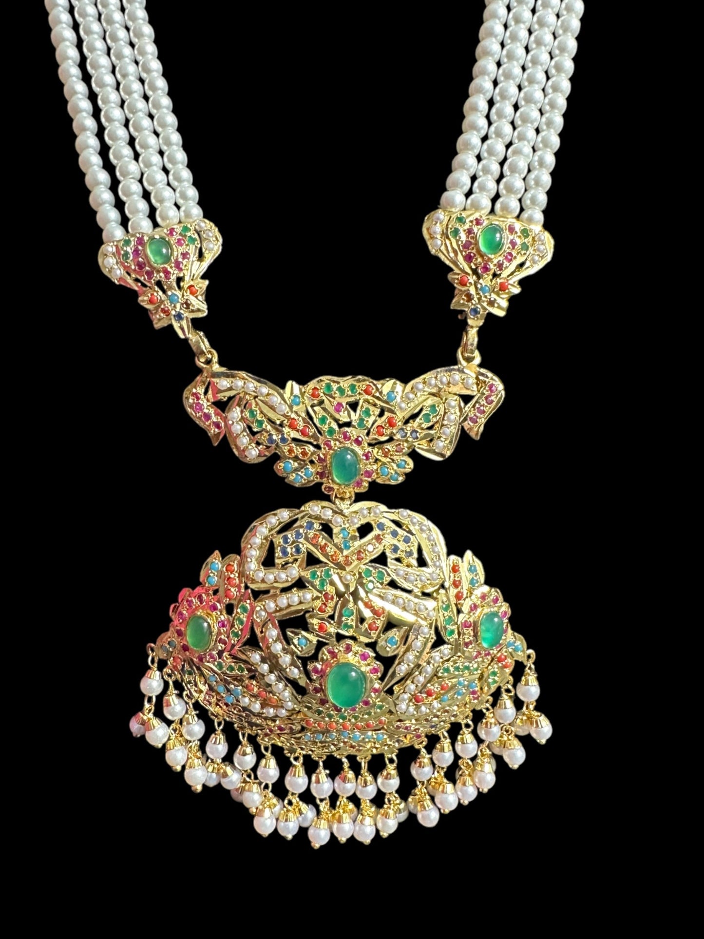 DLN97  Filza jadau rani haar in Navratan ( READY TO SHIP )