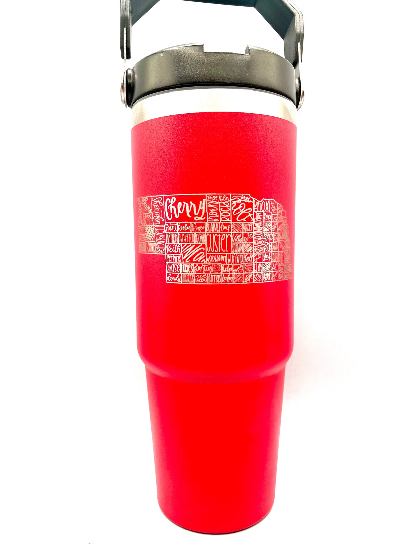 Nebraska Counties 30oz Flip Straw Tumblers