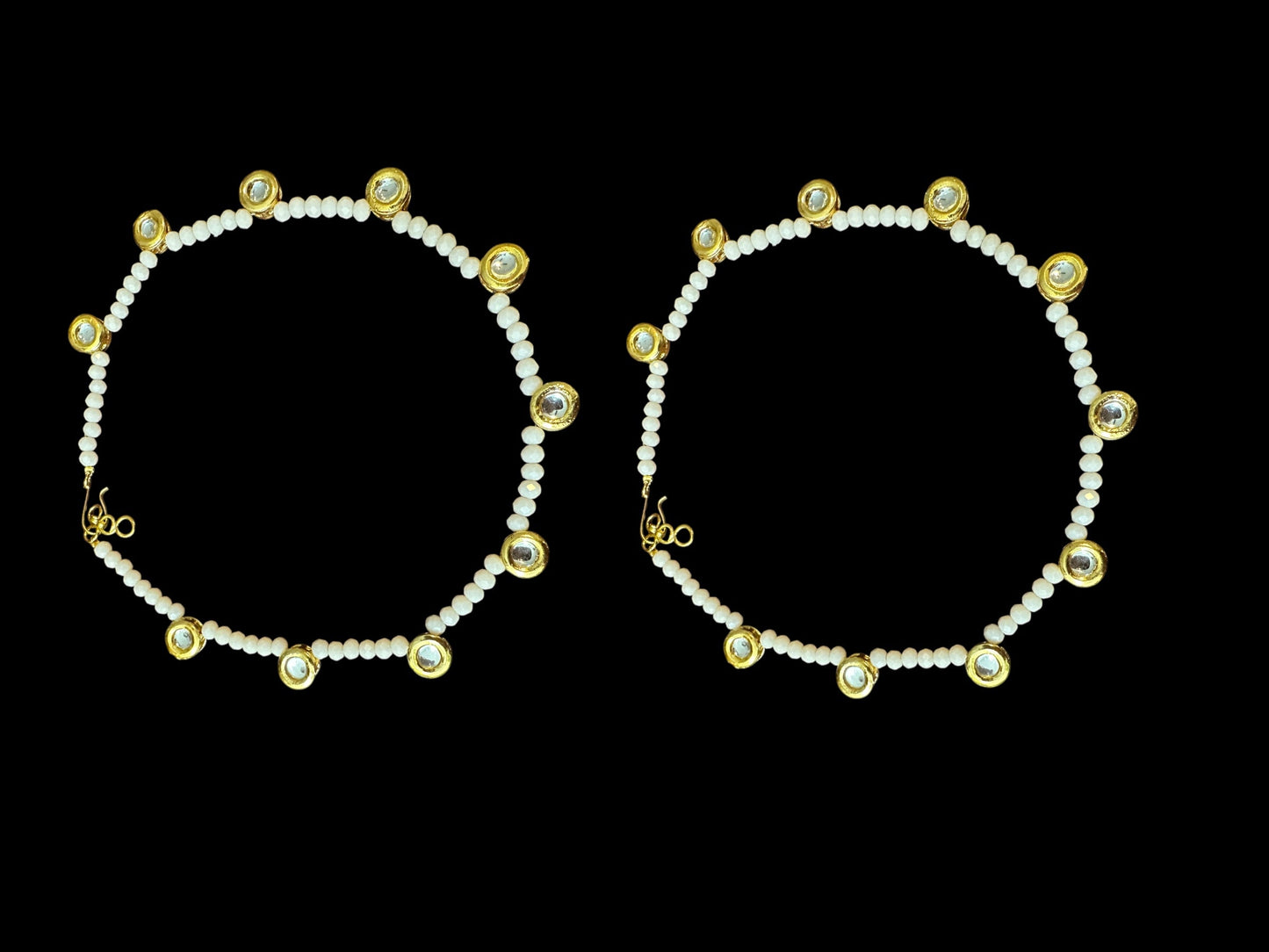Kundan and peach beads anklets ( READY TO SHIP )