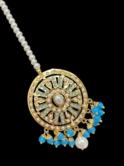 C514 Gold plated jadau choker in turquoise   ( READY TO SHIP  )