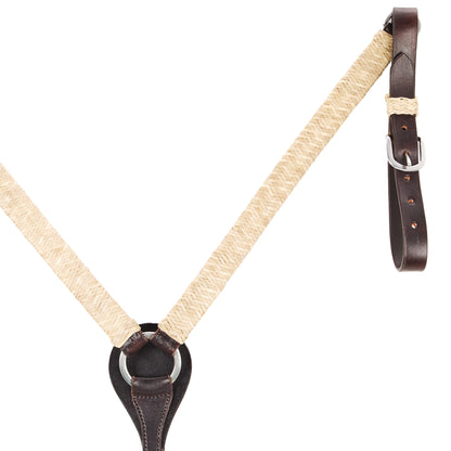 Braided Natural Rawhide 1in Straight Breast Collar