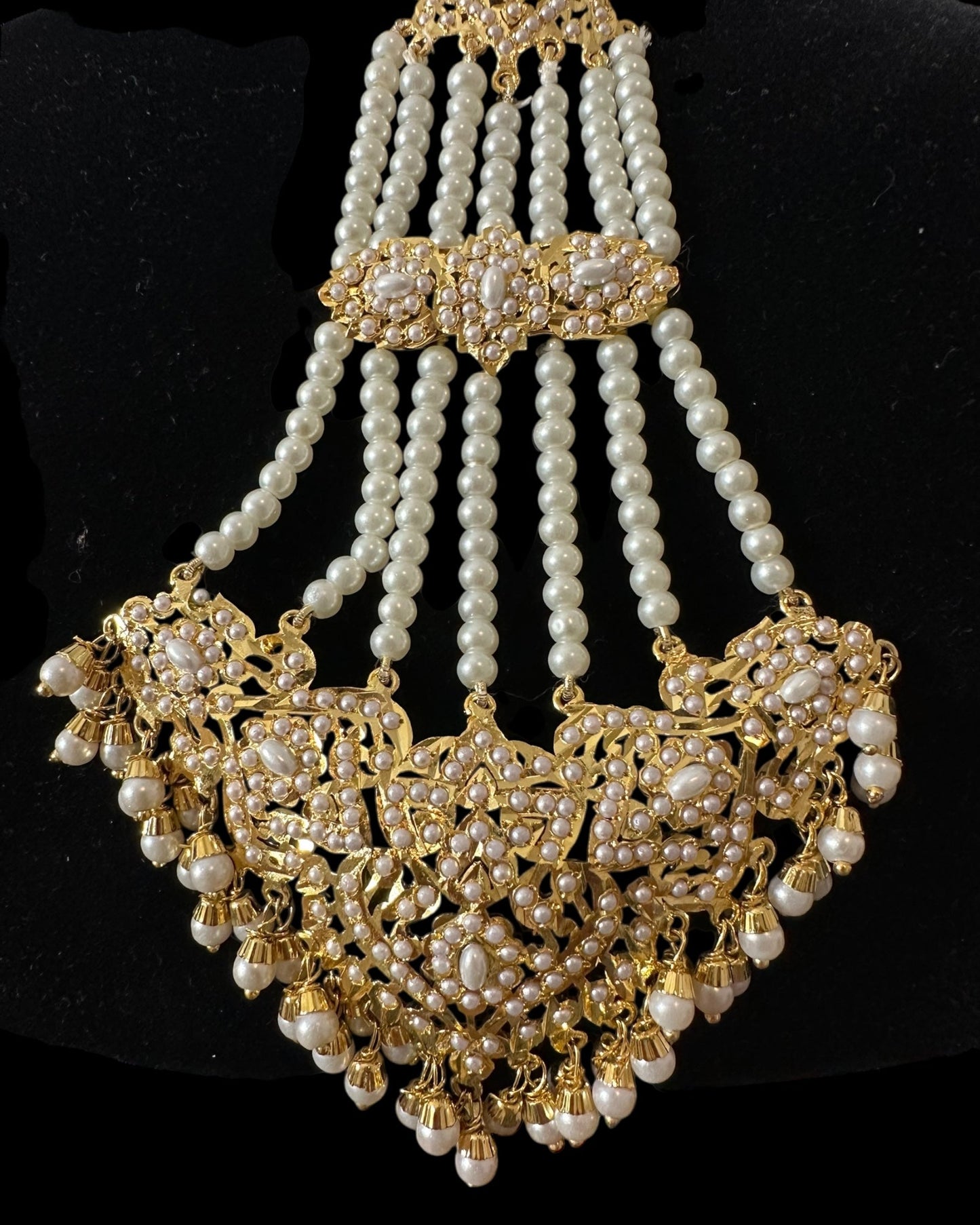 DJHR153 Wafa jadau jhoomar in pearls ( READY TO SHIP )