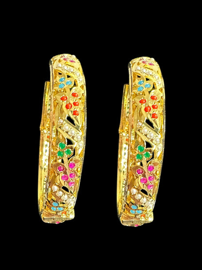 B310 Jadau  bangles ( Navratan   ) ( READY TO SHIP)