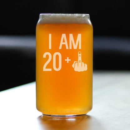 20 + 1 Middle Finger - 16 Ounce Beer Can Pint Glass