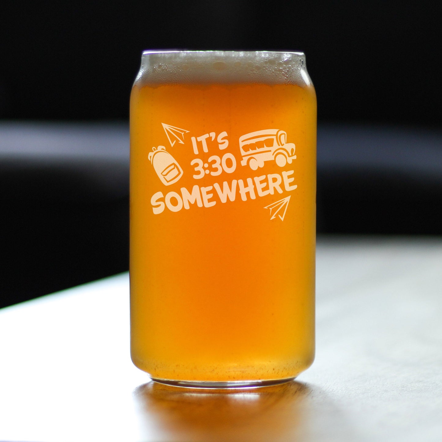 It's 3:30 Somewhere - Beer Can Pint Glass - Cute Funny Teacher Gifts for Women - Fun Teacher Decor - 16 oz Glasses