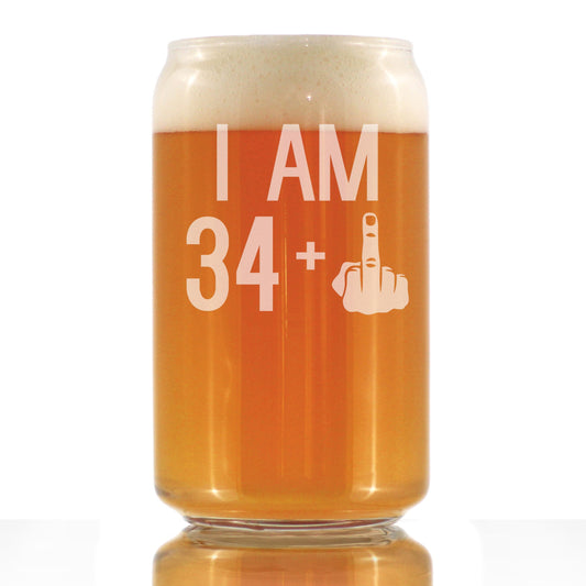 34 + 1 Middle Finger - 16 Ounce Beer Can Pint Glass