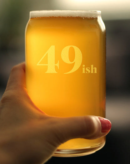 49ish - Funny 16 oz Beer Can Pint Glass - 50th Birthday Gifts for Men or Women Turning 50 - Fun Bday Decor