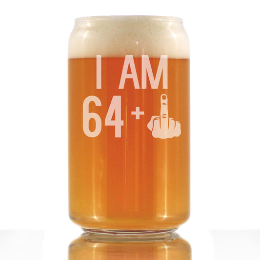 64 + 1 Middle Finger - 16 Ounce Beer Can Pint Glass