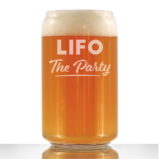 LIFO the Party - Beer Can Pint Glass - Funny Accountant Gifts - Unique Accounting Gift for CPA - 16 oz Glasses