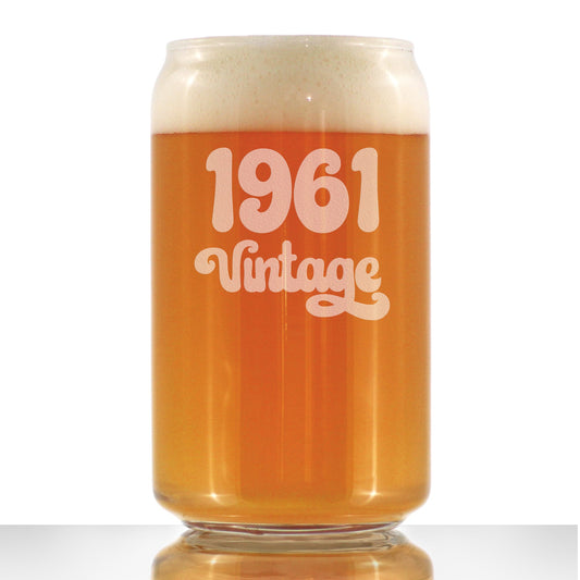 Vintage 1961 - Beer Can Pint Glass - 64th Birthday Gifts for Men or Women Turning 64 - Fun Bday Party Decor - 16 oz