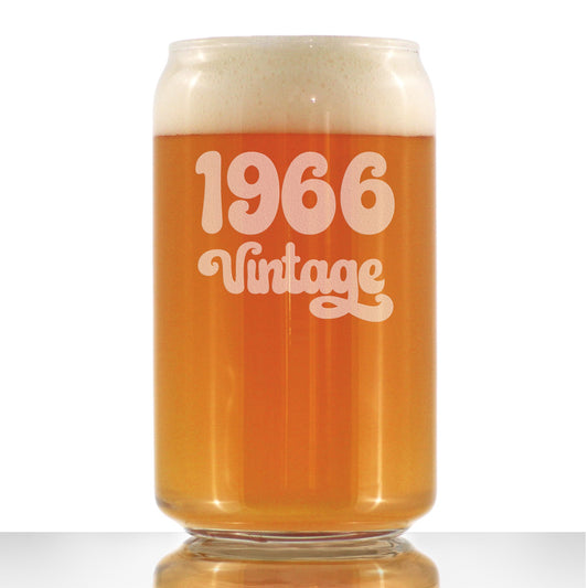 Vintage 1966 - Beer Can Pint Glass - 59th Birthday Gifts for Men or Women Turning 59 - Fun Bday Party Decor - 16 oz