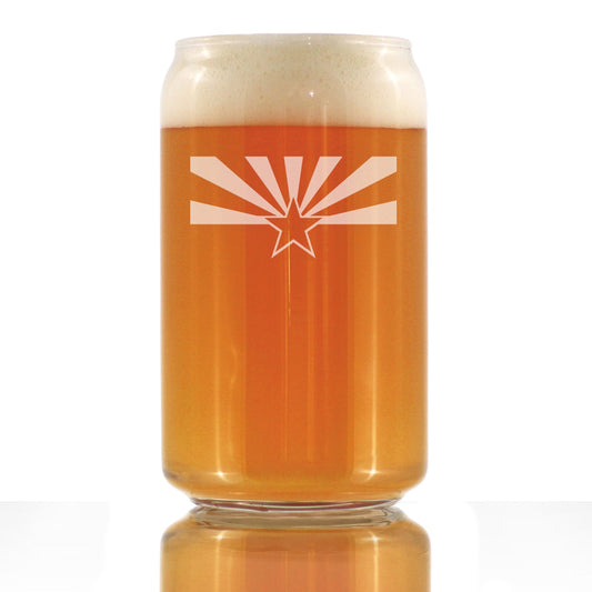Arizona Flag Beer Can Pint Glass - State Themed Drinking Decor and Gifts for Arizonan Women & Men - 16 Oz Glasses