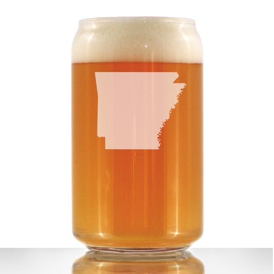 Arkansas State Outline Beer Can Pint Glass - State Themed Drinking Decor and Gifts for Arkansans & Arkansawyer Women & Men - 16 Oz Glasses
