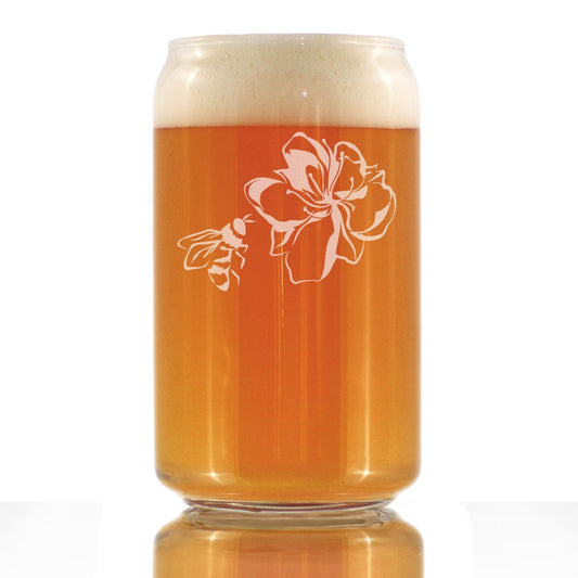Bee Flower - Cute Gifts for Bumblebee & Nature Lovers - Beer Can Pint Glass - 16 oz