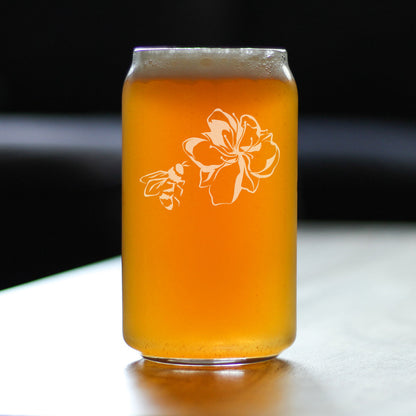 Bee Flower - Cute Gifts for Bumblebee & Nature Lovers - Beer Can Pint Glass - 16 oz