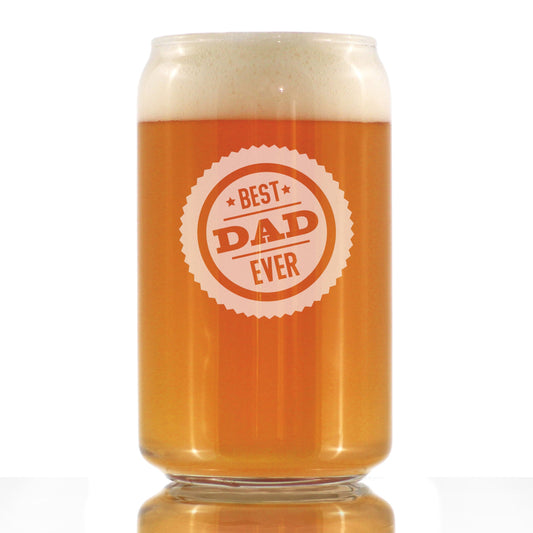 Best Dad Ever - 16 oz Beer Can Pint Glass - Fathers Day Gifts for Men, Husband & Happy Birthday Gift
