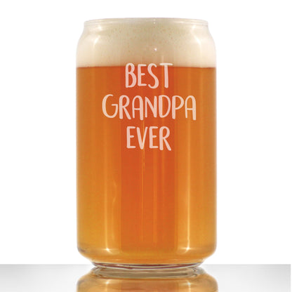 Best Grandpa Ever - Beer Can Pint Glass - Fun Drinking Gifts for Grandfathers - Cute Glassware for Grandparents - 16 oz