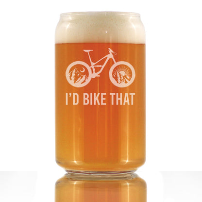 I'd Bike That - Beer Can Pint Glass - Cool Bicycle Themed Decor and Gifts for Outdoor Lovers - 16 oz Glasses