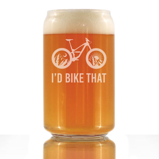 I'd Bike That - Beer Can Pint Glass - Cool Bicycle Themed Decor and Gifts for Outdoor Lovers - 16 oz Glasses