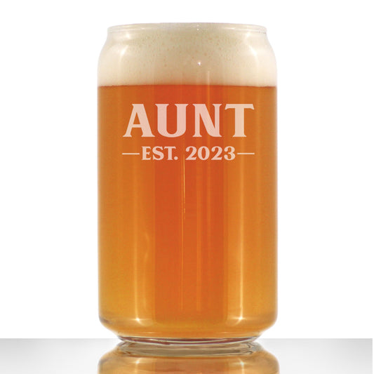Aunt Est. 2023 - Bold - 16 Ounce Beer Can Pint Glass