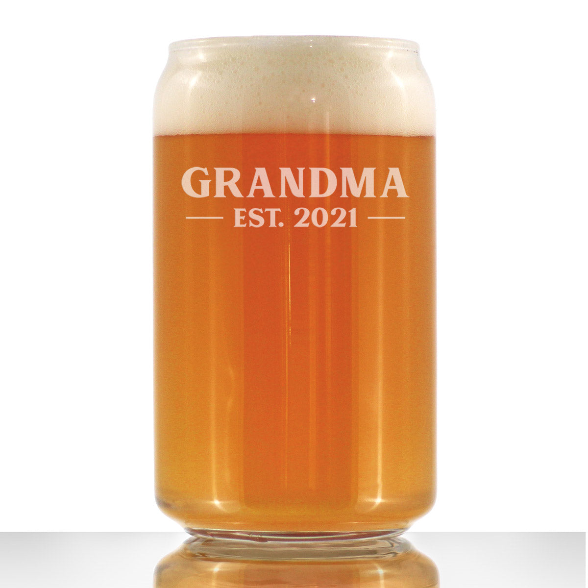 Grandma Est. 2021 - Bold - 16 Ounce Beer Can Pint Glass