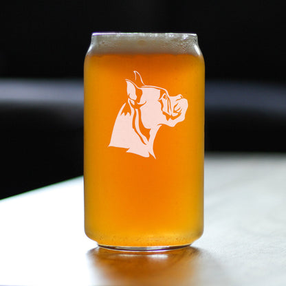Boxer with Pointed Ears - Beer Can Pint Glass - Fun Unique Boxer Themed Dog Gifts and Party Decor for Women and Men - 16 oz